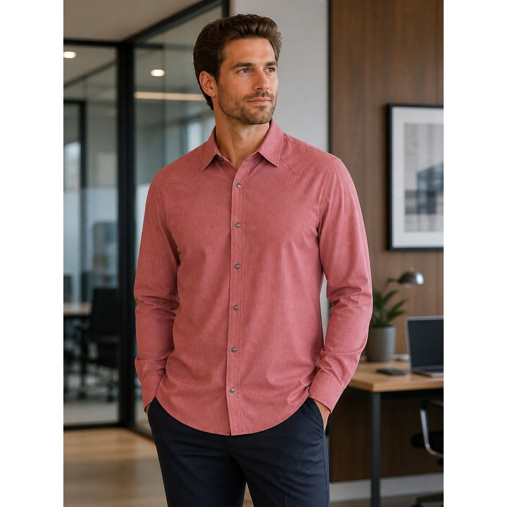 Banana Republic Pearl Snap Long Sleeve Button Down Slim Fit Mens Size XL Tall